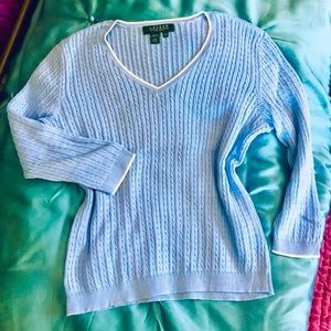 LAUREN RALPH LAUREN BABY CABLE V-NECK SWEATER TOP